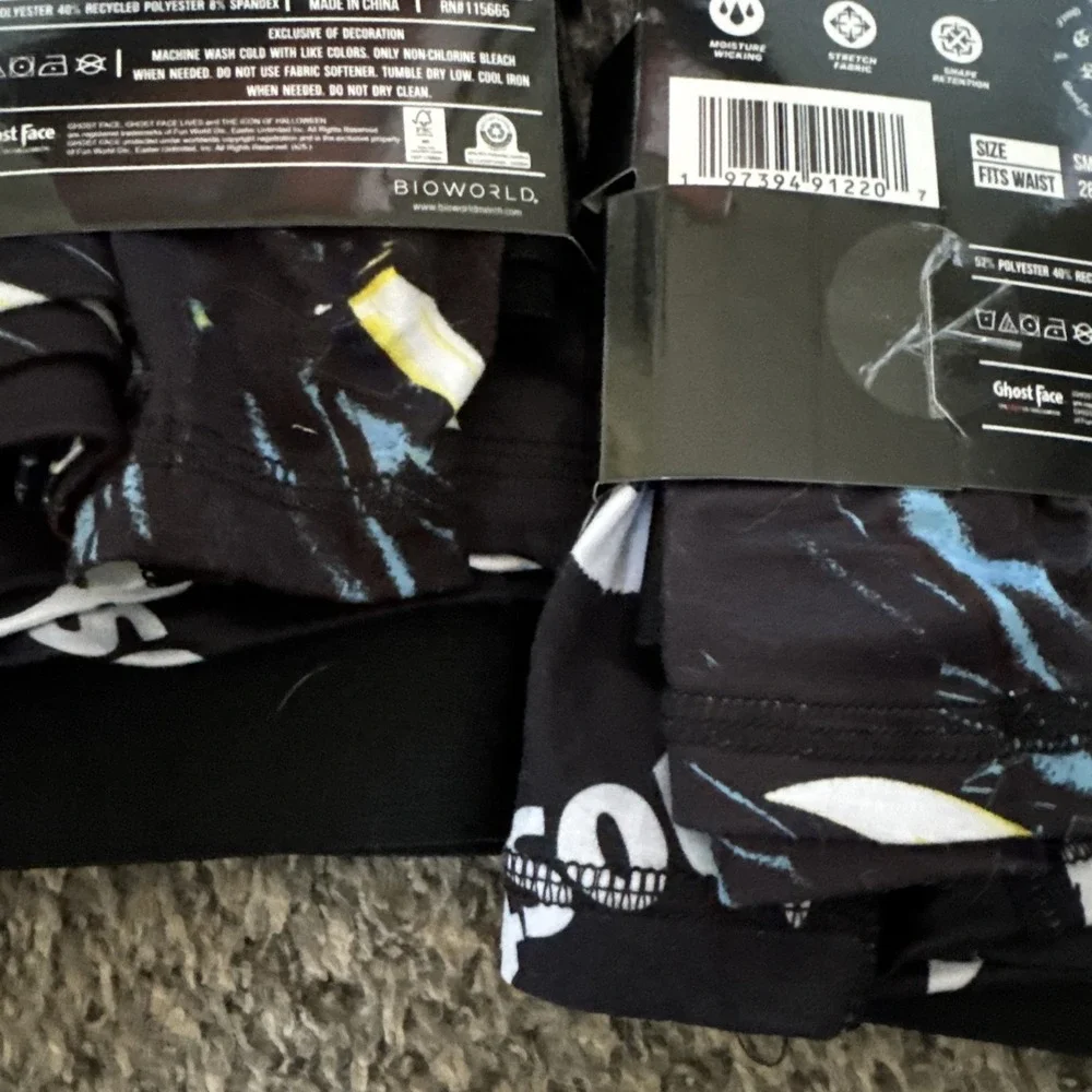 Lot Of 2 Packs Of 2 Ghost Face Scream Men's Boxer Briefs S 28/30 Black (4 Pair)